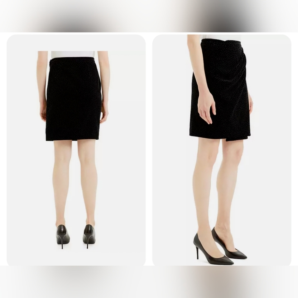 Theory - Pleat Wrap Skirt - Black/White - Picture 2 of 3